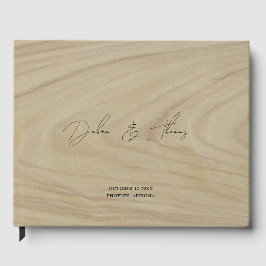 Personalized Wedding Modern Minimalist Faux Wood Gästböcker