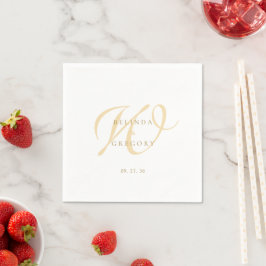 Personalized Wedding Monogrammed Cocktail Gold Pappersservett