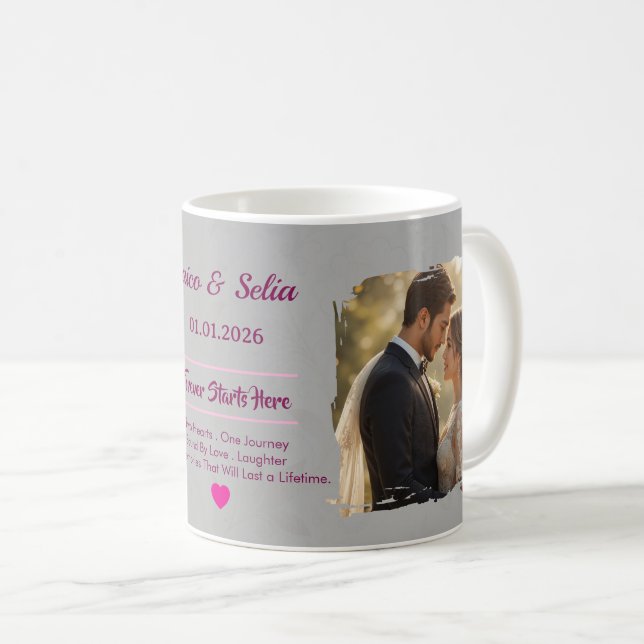 Personalized Wedding Mug  | Custom Couple  Kaffemugg (Framsida höger)