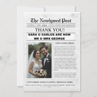 Personalized Wedding Newspaper Poster | Newlywed Inbjudningar