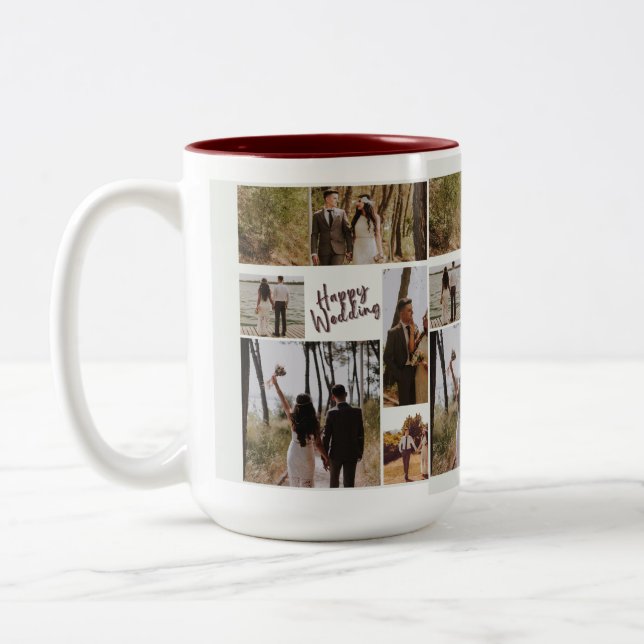 Personalized Wedding Photo Collage Mug  Två-Tonad Mugg (Vänster)