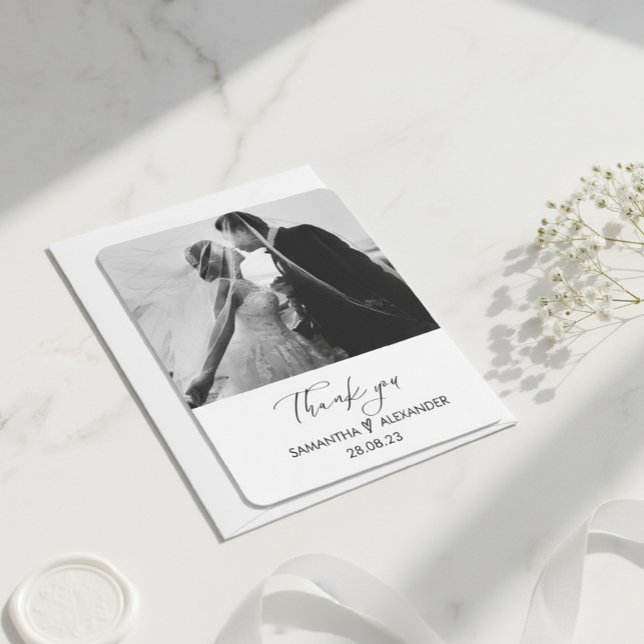 Personalized Wedding Photo Thank You Card Julkort (Skapare uppladdad)