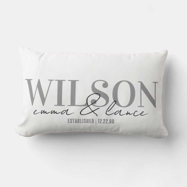 Personalized Wedding Pillow, Names & Dates  Lumbarkudde (Framsida)