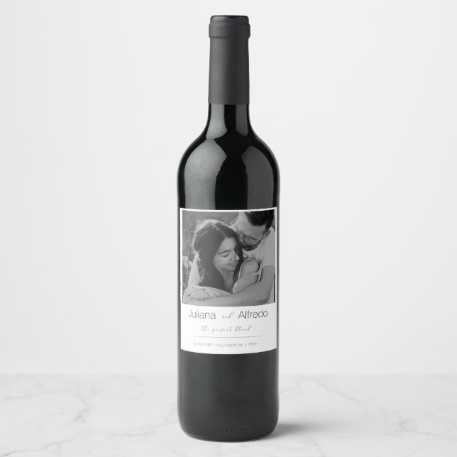 Personalized Wedding Wine Label  Vinflaska Etikett (Framsida)