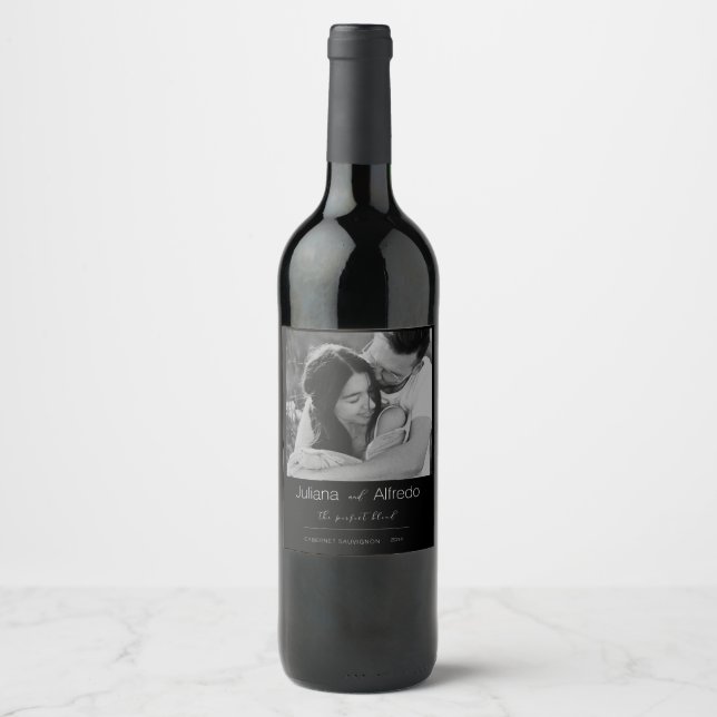 Personalized Wedding Wine Label  Vinflaska Etikett (Framsida)