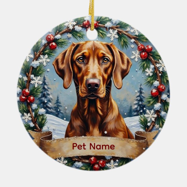 Personalized Weimaraner Christmas Julgransprydnad Keramik (Baksidan)