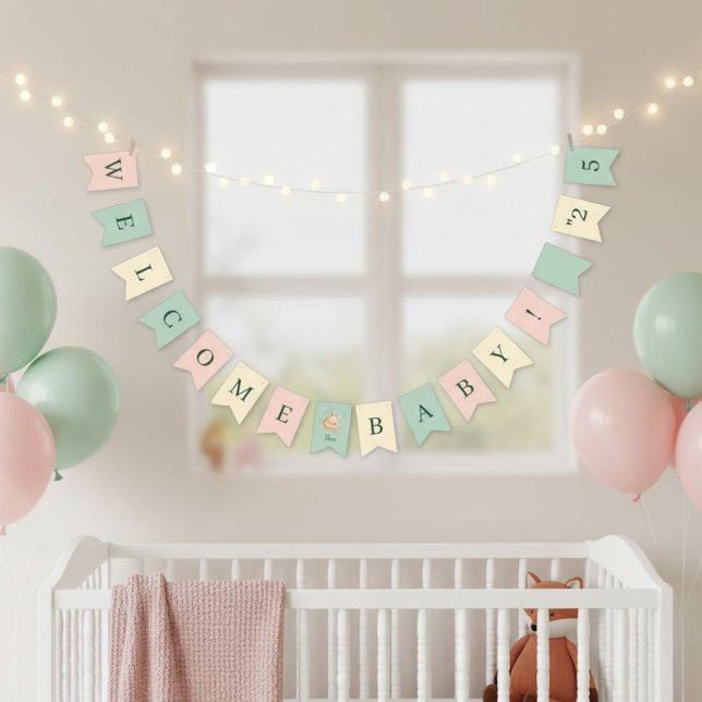 Personalized Welcome Baby  Woodland Fox Banner Vimplar (Skapare uppladdad)