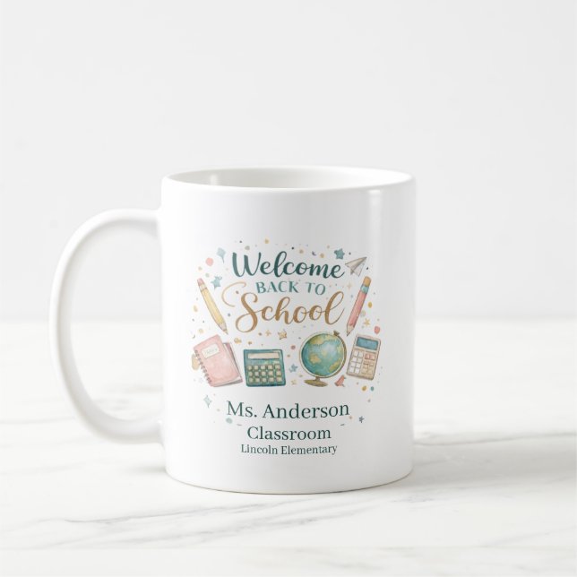 Personalized Welcome Back to School Teacher Kaffemugg (Vänster)