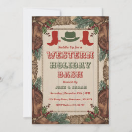 Personalized Western Christmas Holiday Party Inbjudningar