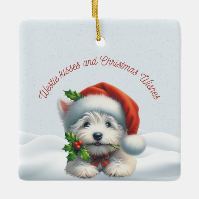Personalized Westie Kiss Christmas Ornament (Framsida)
