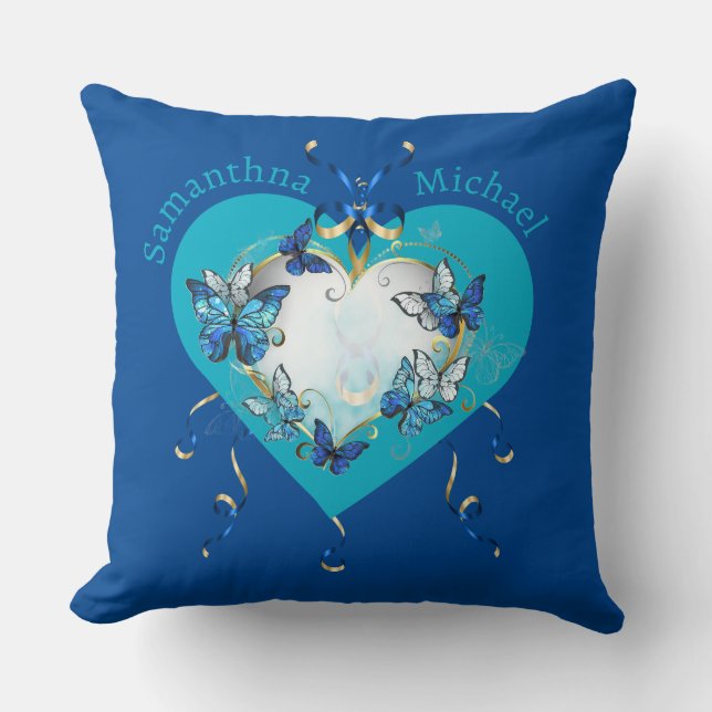 Personalized Whimsical Butterflies Heart Kudde (Framsida)