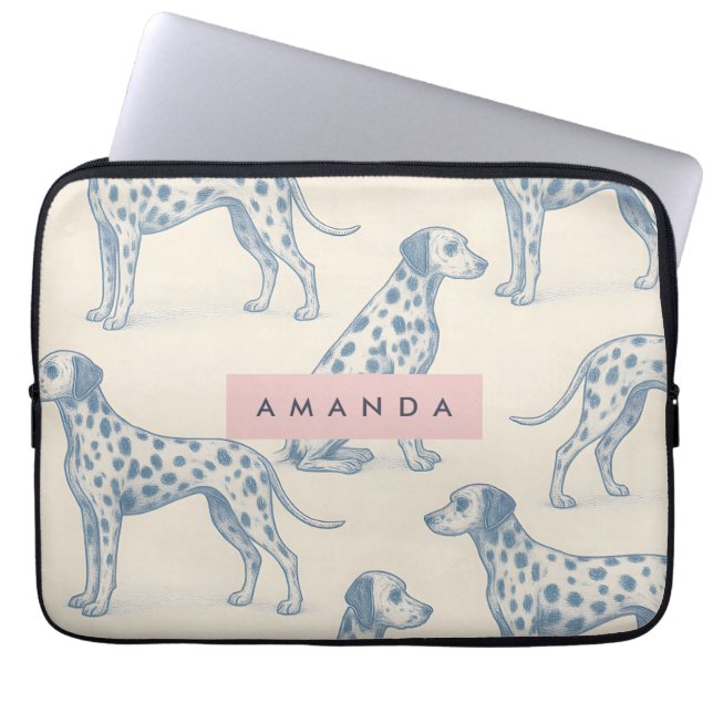 Personalized Whimsical Charming Dalmatian Pattern Laptop Fodral (Framsidan)