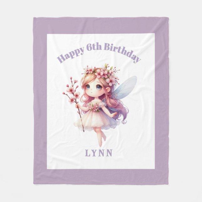 Personalized Whimsical Floral Fairy Fleecefilt (Framsidan)