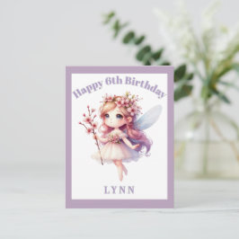 Personalized Whimsical Floral Fairy  Vykort