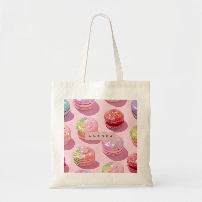 Personalized Whimsical Pastel Macaron Sparkle Tygkasse (Framsidan)