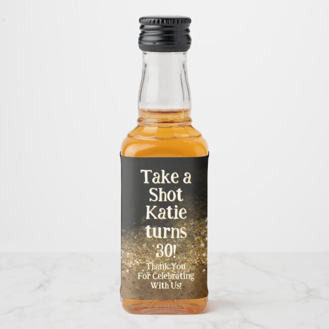 Personalized Whiskey Bottle Label – Birthday Party Spritflaskor Etikett (Framsida)