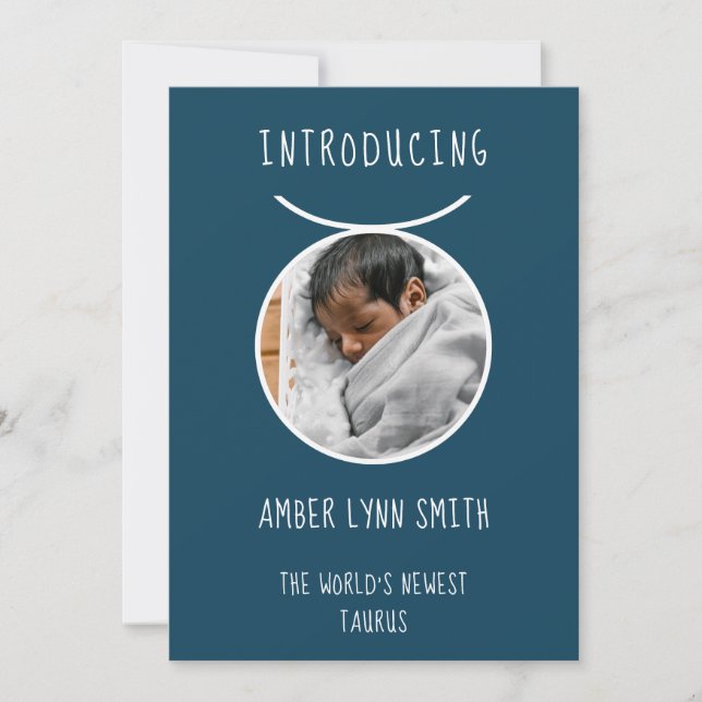 Personalized White and Blue Taurus Zodiac Meddelande (Framsida)