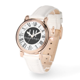 Personalized White & Black Bow Armbandsur