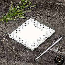 Personalized White & Black Bow Script Post-it Block