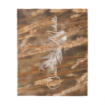 Personalized White Feather In Golden Meadow