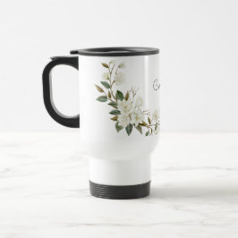 Personalized White Floral Mug, Elegant Custom Name Resemugg