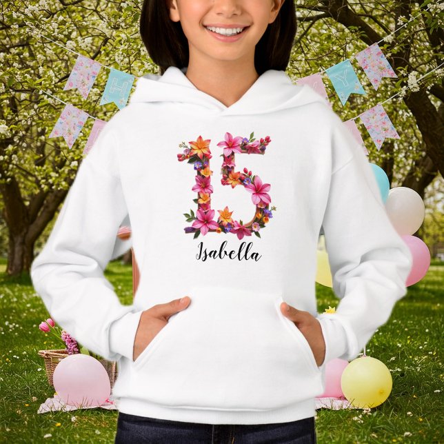 Personalized White Hoodie with Floral Print  T Shirt (Skapare uppladdad)