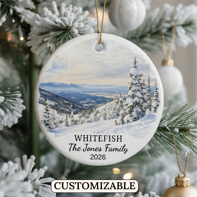 Personalized Whitefish Ornament, Custom Montana Julgransprydnad Keramik (Skapare uppladdad)