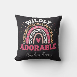 Personalized Wild One Boho Leopard Rainbow Throw  Kudde