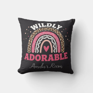 Personalized Wild One Boho Leopard Rainbow Throw  Kudde
