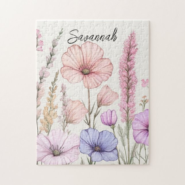 Personalized Wildflower Botanical  Pussel (Vertikal)