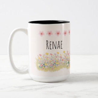 Personalized Wildflower Butterfly Mug Två-Tonad Mugg