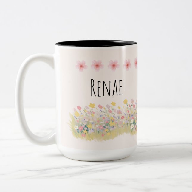 Personalized Wildflower Butterfly Mug Två-Tonad Mugg (Vänster)