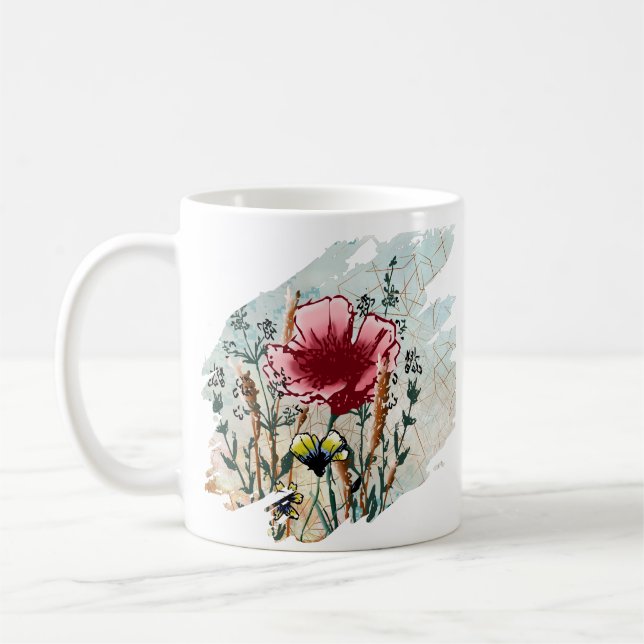 Personalized Wildflower Paint Splatter  Kaffemugg (Vänster)