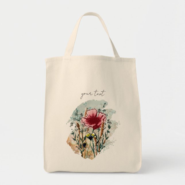 Personalized Wildflower Paint Splatter Tote Bag Tygkasse (Framsidan)