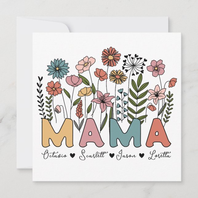 Personalized Wildflowers Flat Mother's Day Card (Framsida)