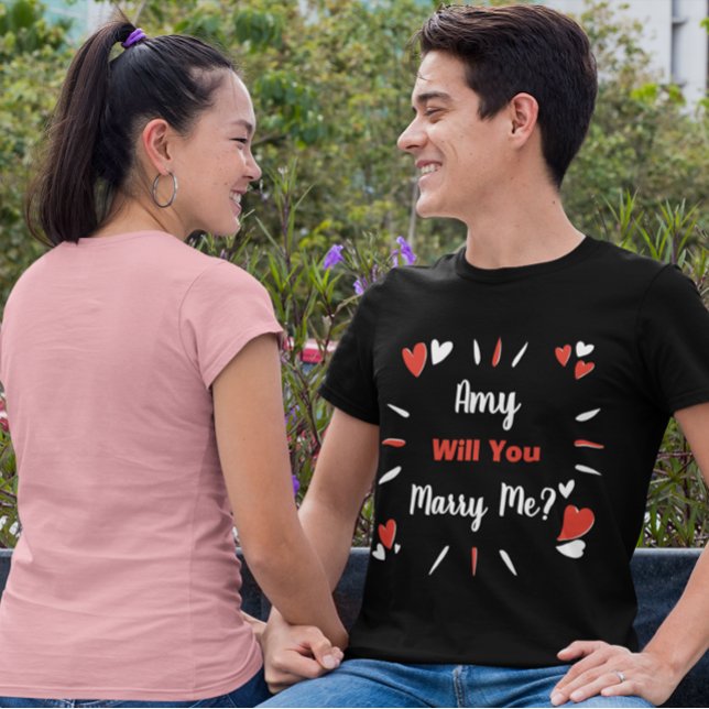 Personalized “Will You Marry Me?” Heart Design T Shirt (Skapare uppladdad)