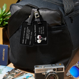 Personalized Wine Drinker's Luggage Tag Bagagebricka