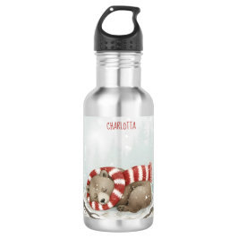 Personalized Winter Bear Water Bottle