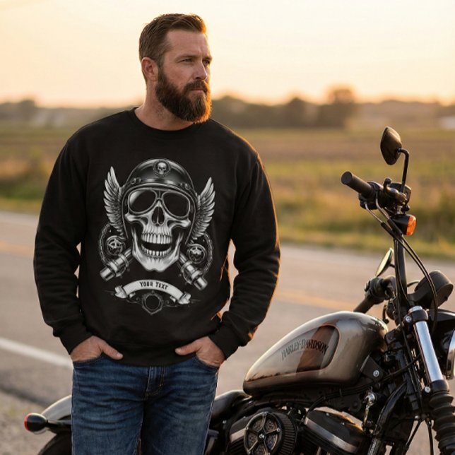 Personalized Winter Biker Skull Motorcycle Lång Ärmad Tröja (Skapare uppladdad)