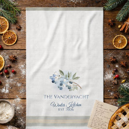 Personalized Winter – Blue Berry Botanical Kökshandduk