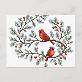 Personalized Winter Cardinal Holiday, Christmas, Vykort
