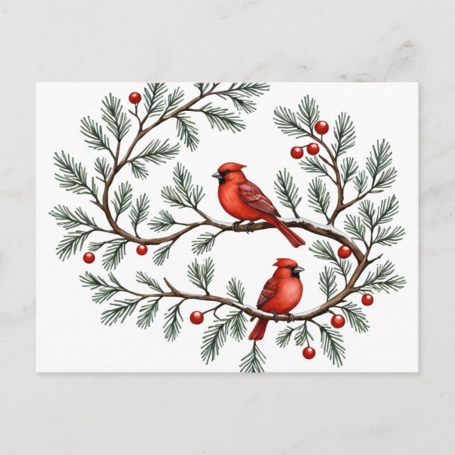 Personalized Winter Cardinal Holiday, Christmas, Vykort (Framsida)