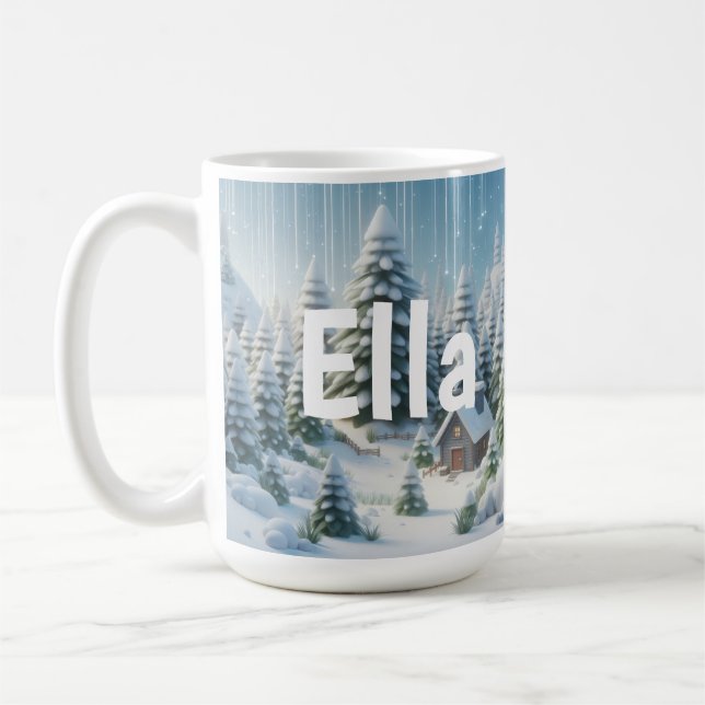 Personalized Winter Christmas Forest   Kaffemugg (Vänster)