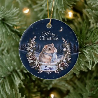 Personalized Winter Night Christmas Hamster Orname Julgransprydnad Keramik