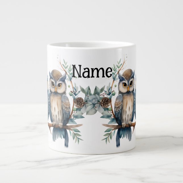 Personalized winter owl jumbo mugg (Framsidan)