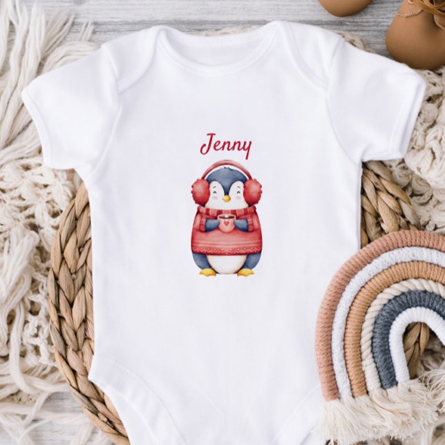 Personalized Winter Penguin Baby Bodysuit T Shirt (Skapare uppladdad)