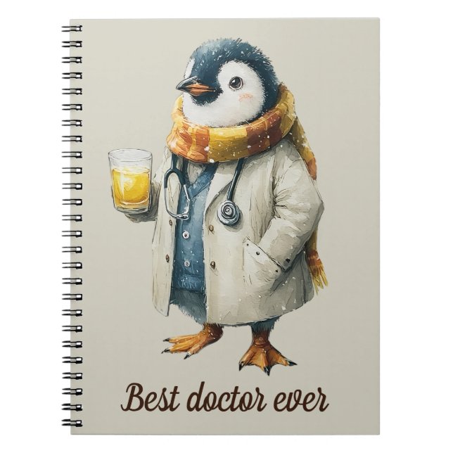 Personalized Winter Penguin “Best Doctor Ever” Anteckningsbok (Framsidan)