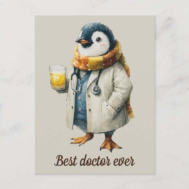 Personalized Winter Penguin “Best Doctor Ever” Vykort (Framsida)