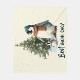 Personalized Winter Penguin “Best Mom Ever” Fleecefilt
