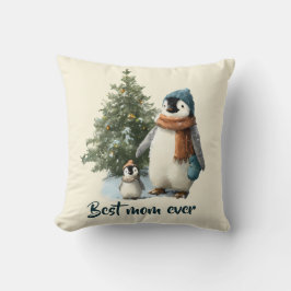 Personalized Winter Penguin “Best Mom Ever” Kudde
